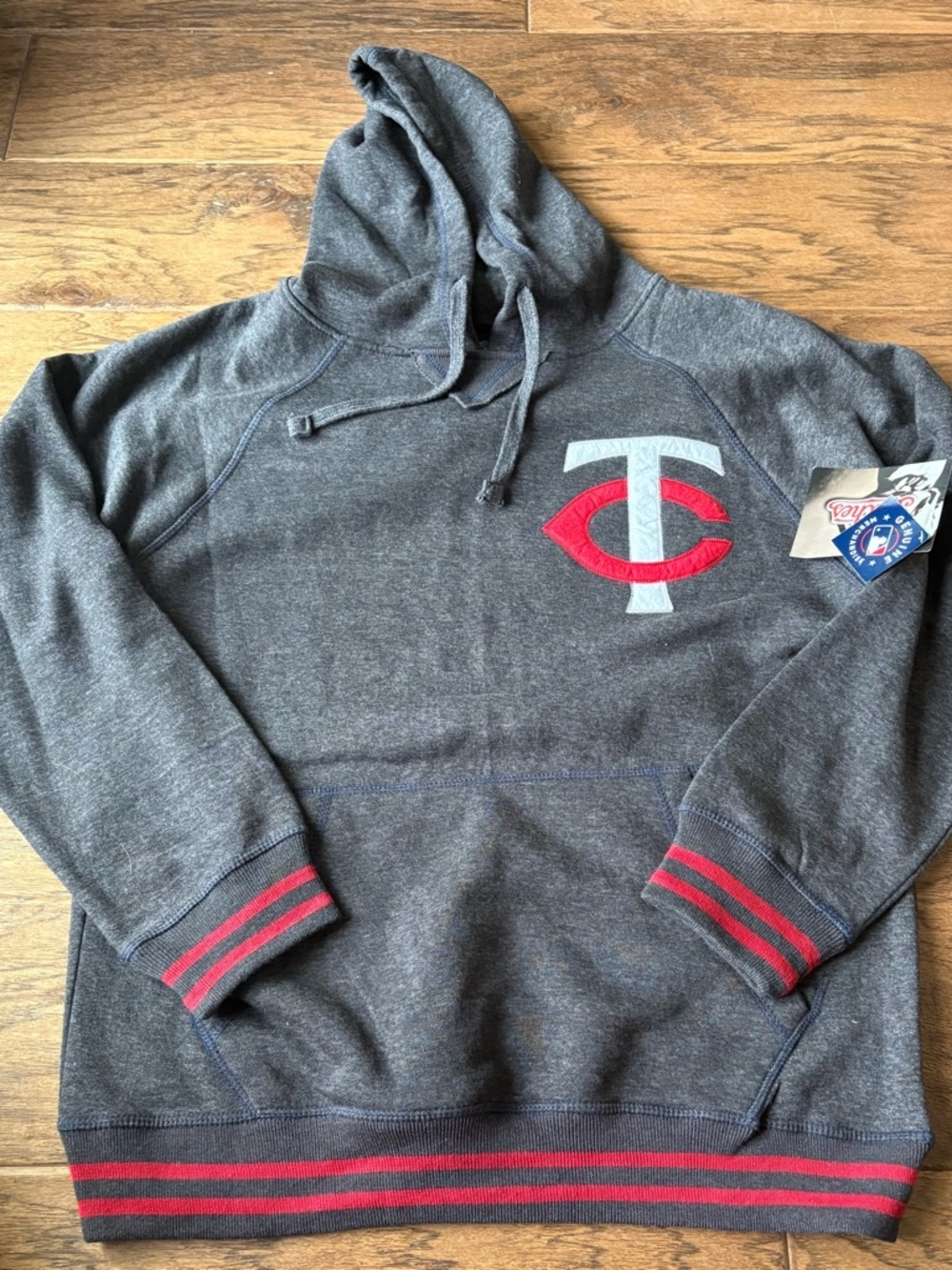 Gray and Red Men's MN Twins Hoodie
